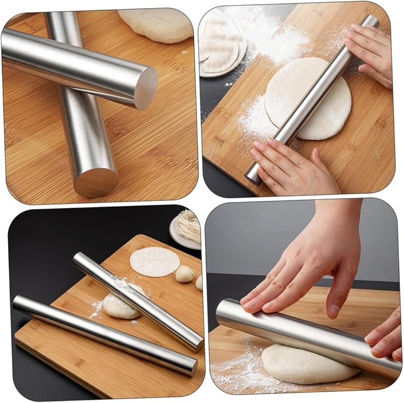Stainless Steel Rolling Pin Non Stick Hollow Design Anti Slip Handles For Pasta Pizza Pastry - Image 2